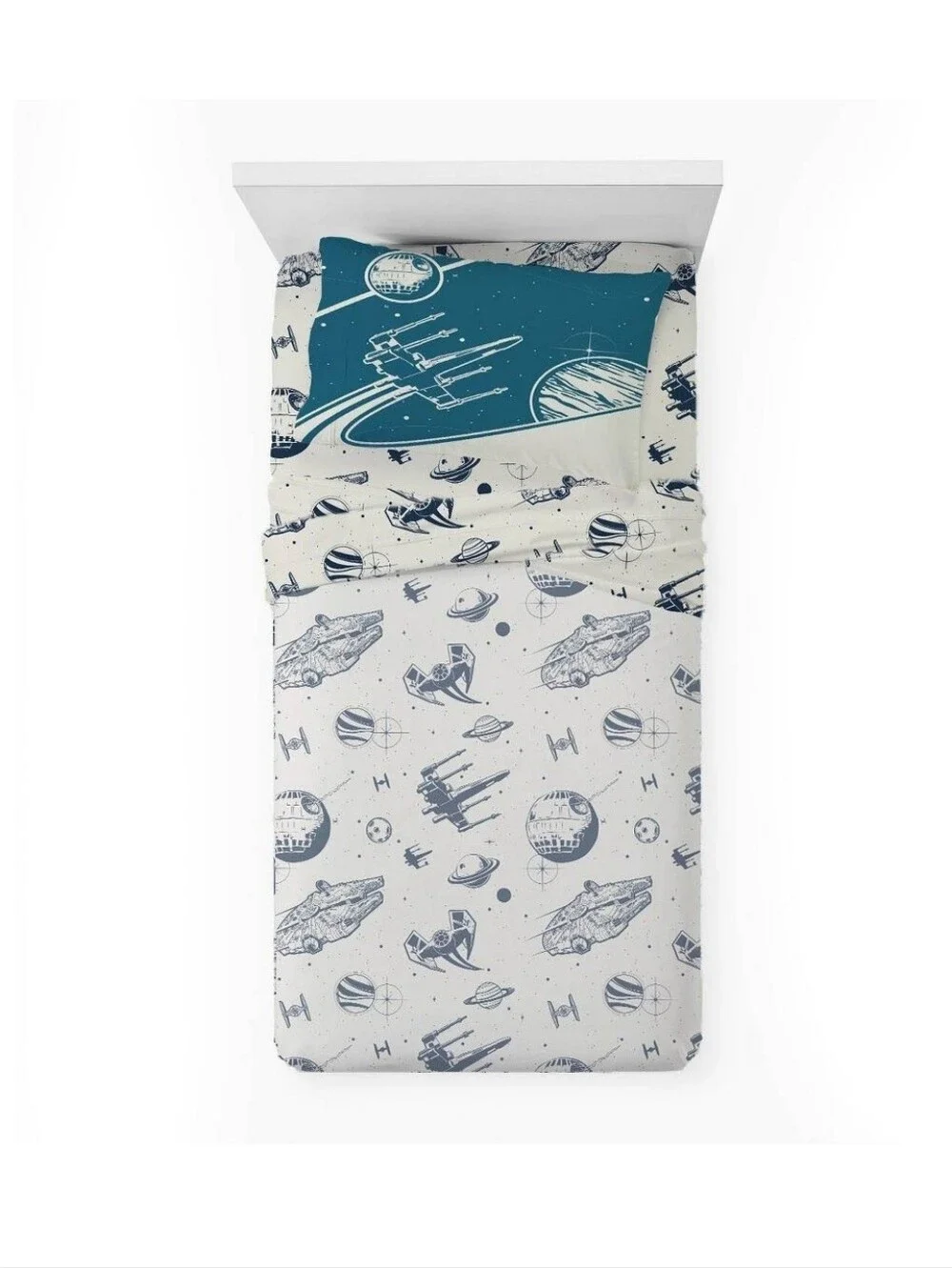 Star Wars Blue and White Kids Bedding Set Twin Size